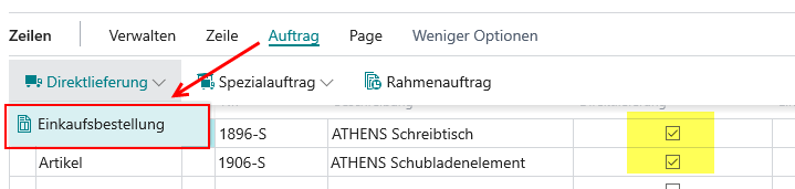 Mit Direktlieferung arbeiten in Business Central